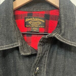 Filson Black Denim Red Check flannel lining Shirt Jacket